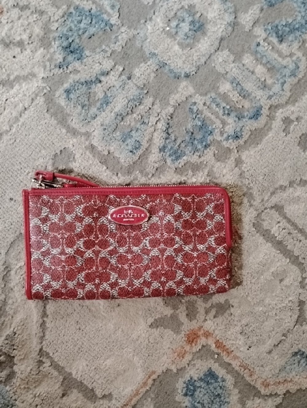 Coach Wallet Wristlet Red And Gray